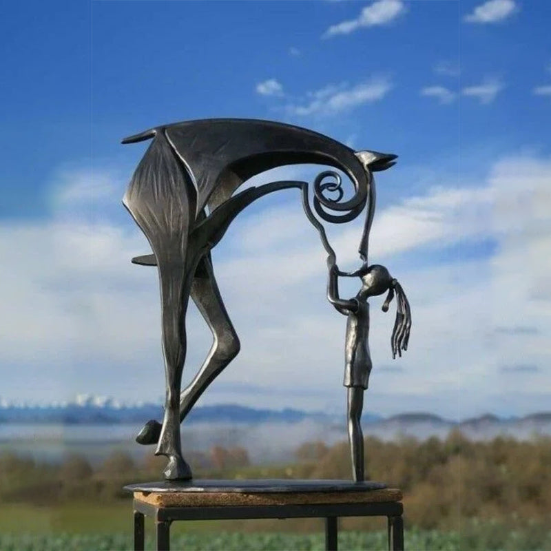 Metall Pferdeskulptur für Garten | Handgefertigt & Wetterfest | Rostschutz-Beschichtung