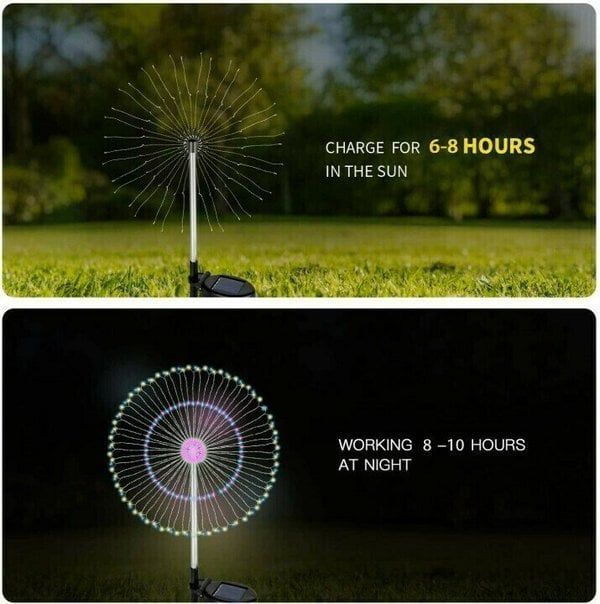 Solar Feuerwerk Lichterkette | 90 LEDs | IP65 wasserdicht | Warmweiß & Bunt | Garten & Terrasse
