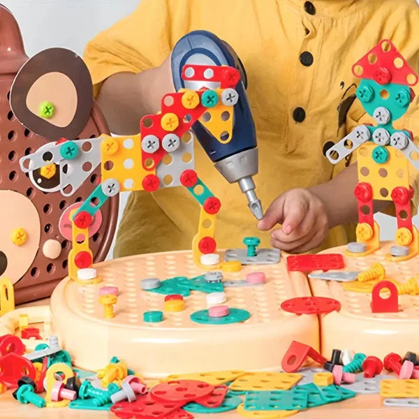 Montessori Bau-Bohr-Set für Kinder | 2D & 3D Kreativspiel | Lernspielzeug zur Förderung von STEM-Fähigkeiten