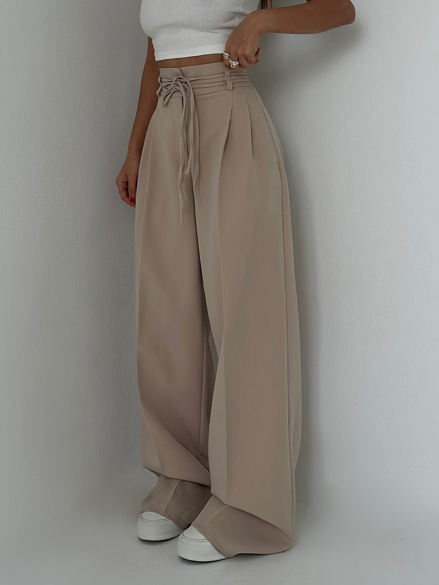 Damen Hoch geschnitten Hose | Weites Bein | Fließendes Material | Knitterarm & Pflegeleicht