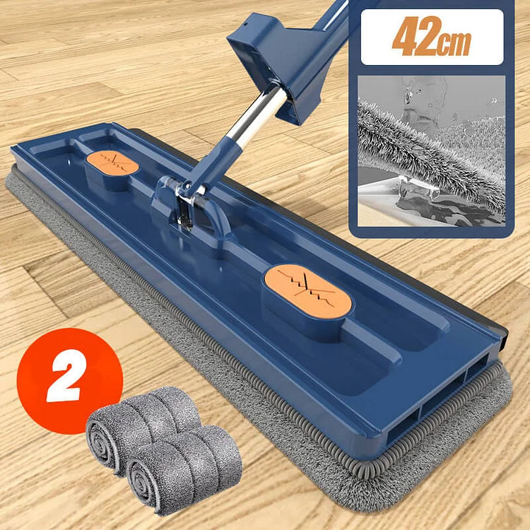 Selbstreinigender Flachwischer mit 360°-Rotationskopf und langem Griff
