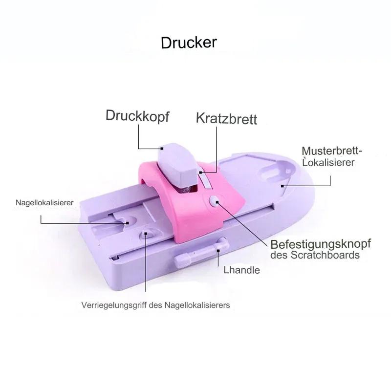 Tragbarer Nagelkunst-Drucker & Stempel | 6 Designplatten | Kabellos & Präzise Anwendung