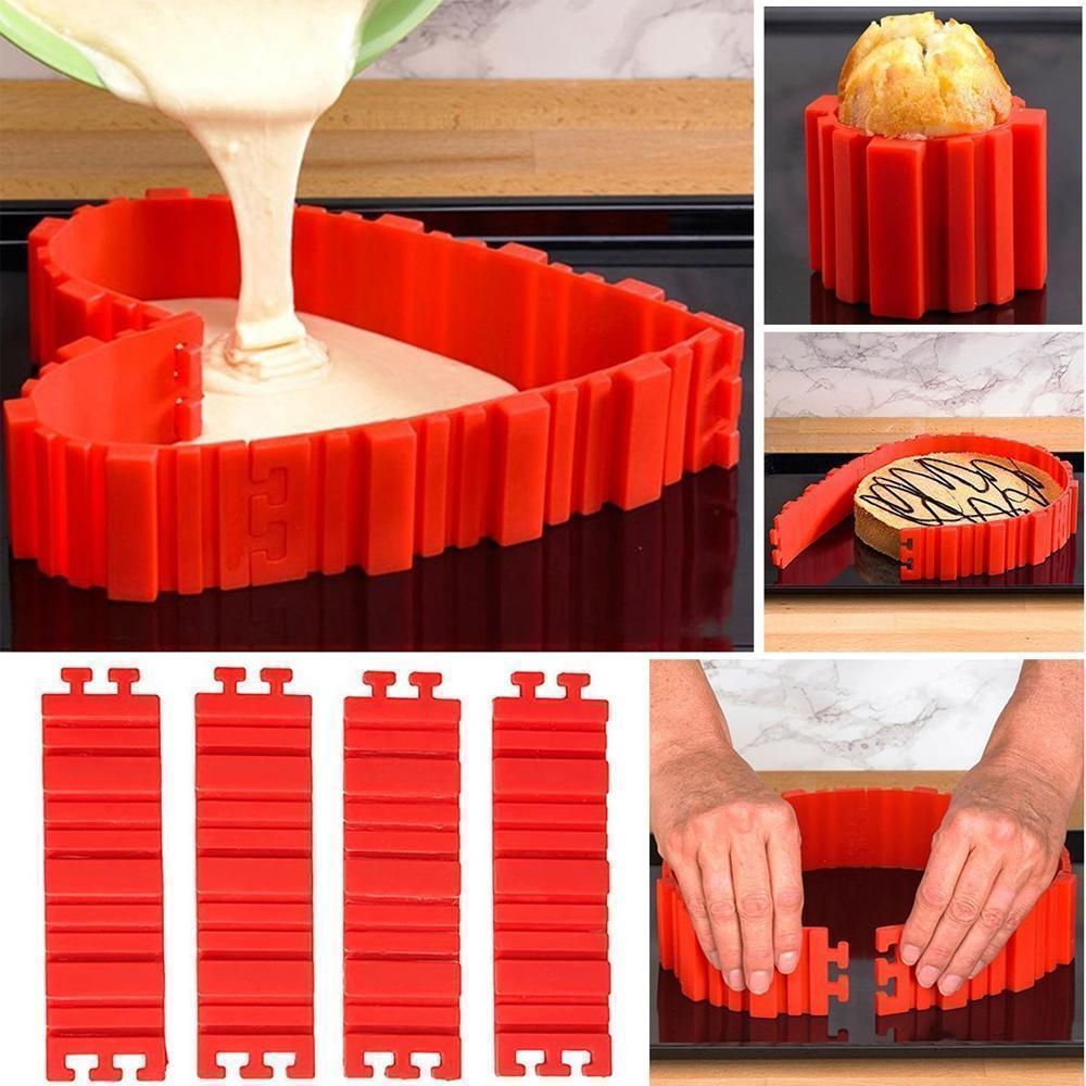 Silikon-Kuchenform BakeArt 4er-Set | Flexible Backform | Hitzebeständig & Antihaft | 230°C