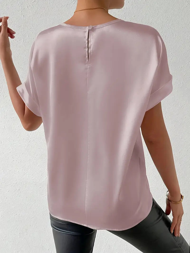 Caroline - Satin-T-Shirt mit umgeschlagenen Ärmeln für Damen