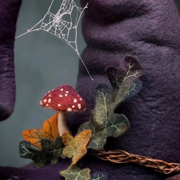 Unisex Hexenhut für Halloween | Handgefertigt aus weichen Naturfasern | Verstellbare Größe | Atmungsaktiv