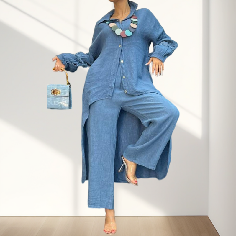 Damen Zweiteiliges Outfit | Langarm Hemd & Hose | Weiches, Atmungsaktives Material