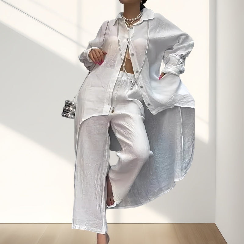 Damen Zweiteiliges Outfit | Langarm Hemd & Hose | Weiches, Atmungsaktives Material