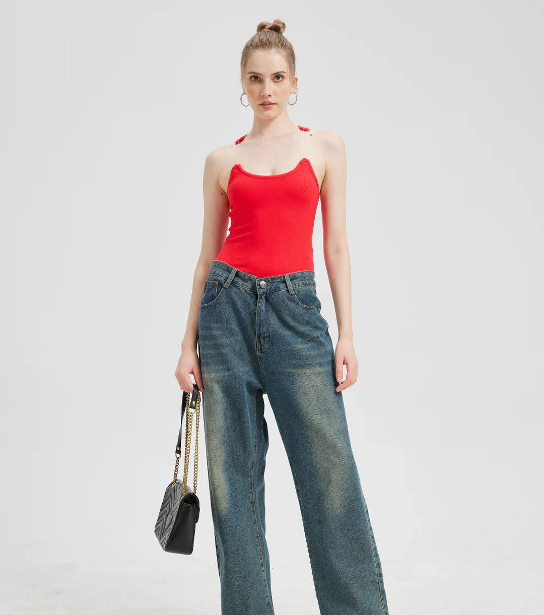 Damen Bandeau Top | Schulterfrei | Geripptes Baumwoll-Design | Figurbetont & Atmungsaktiv