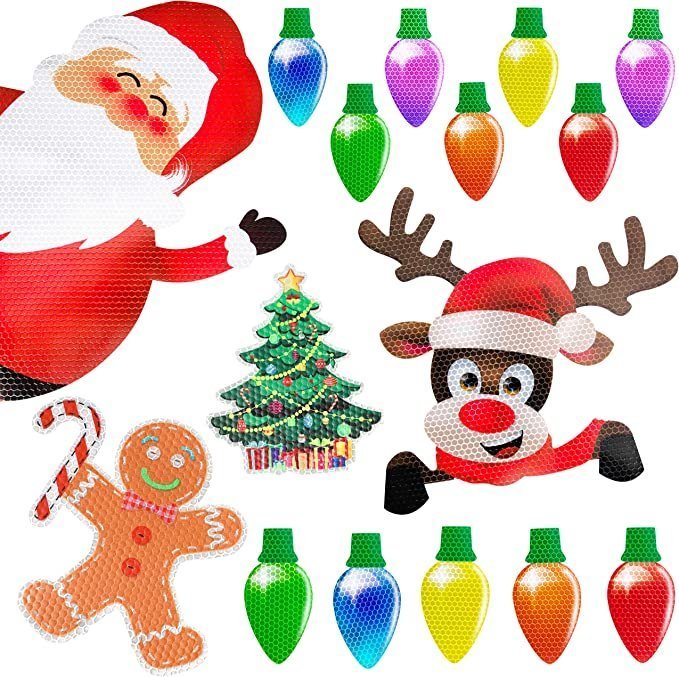 Weihnachts-Magnet Deko | Reflektierende Glühbirnen-Magnete | Für Auto, Kühlschrank & Metallflächen