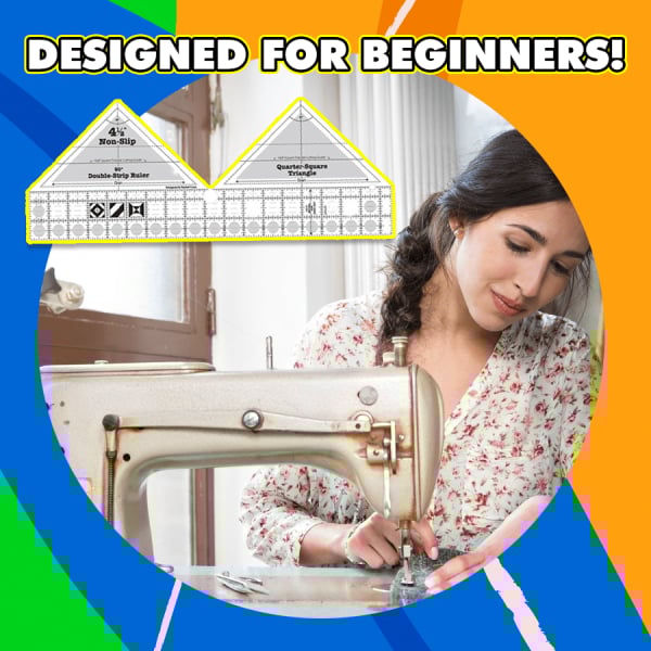 Patchwork Lineal 90° Doppelstreifen | Präzises Quilten | Zuschneiden von Dreiecken & Trapezen