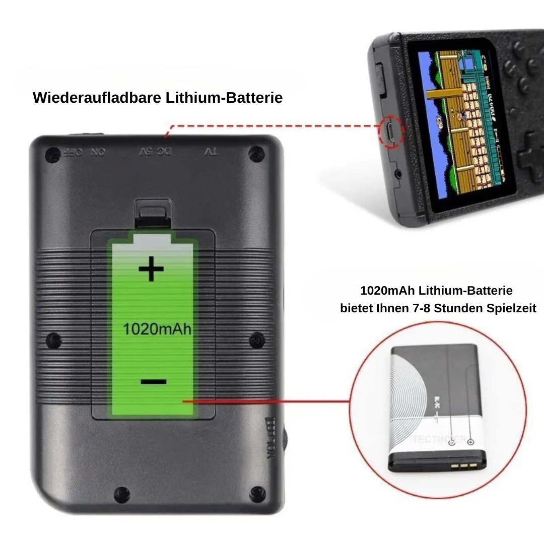 Retro Handgerät Spielkonsole | Klassische Arcade-Spiele | Tragbar & Kinderfreundlich