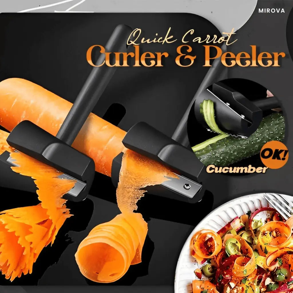 Gemüseschneider & Spiralschneider | Ergonomischer Karotten-Schäler & Curler | Edelstahlklinge