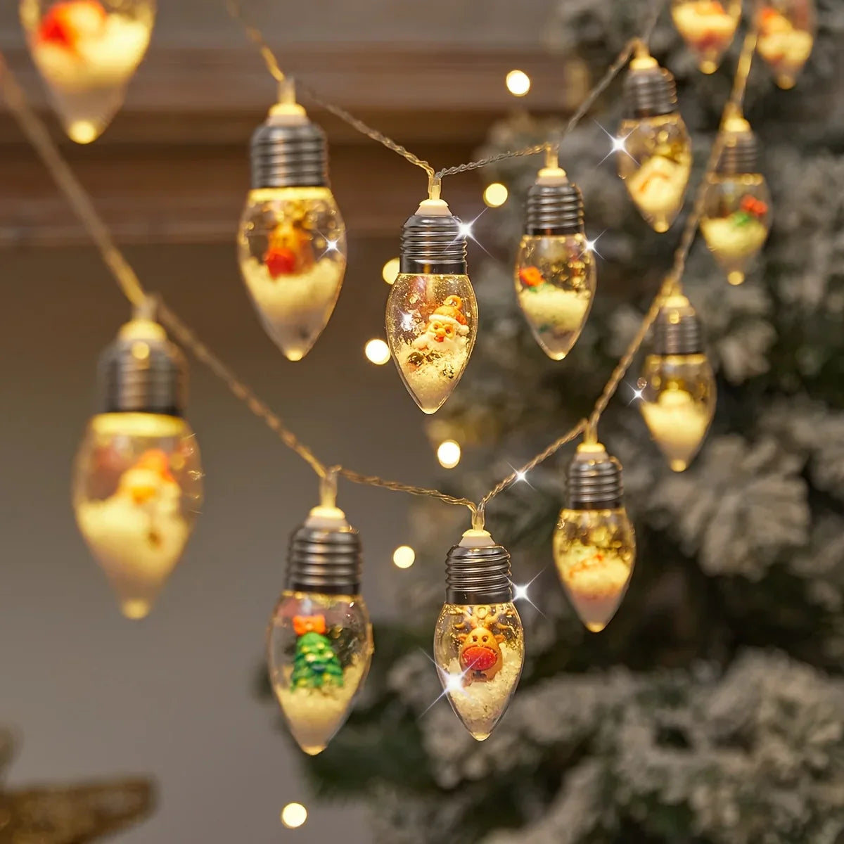 LED Schneeball Lichterkette | 10 Warmweiße Kugeln | Weihnachts- & Neujahrsdeko