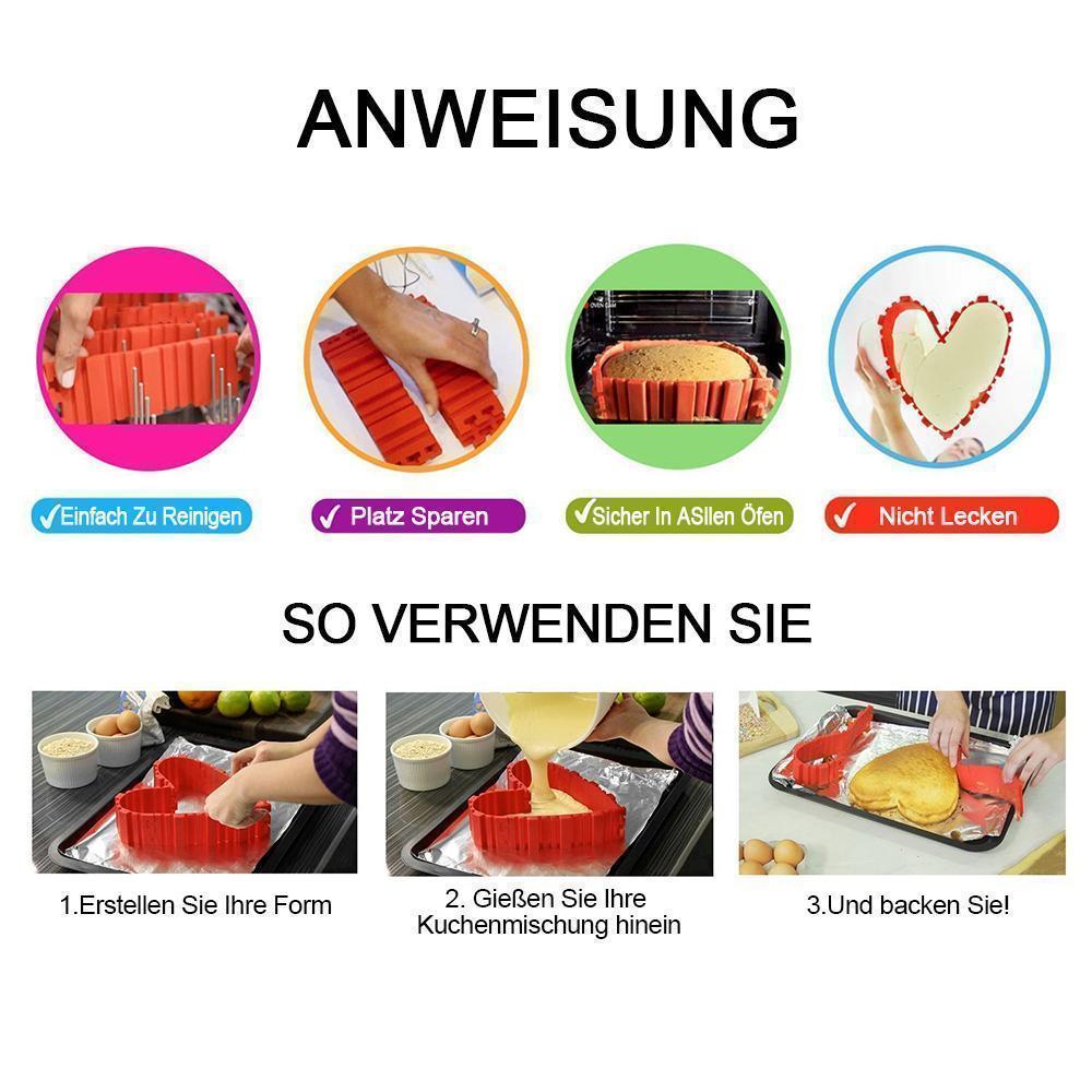 Silikon-Kuchenform BakeArt 4er-Set | Flexible Backform | Hitzebeständig & Antihaft | 230°C