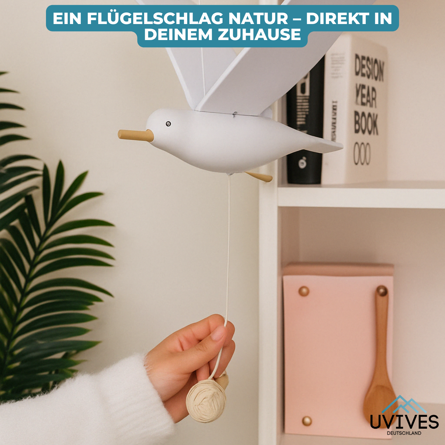SkyGull Holz-Möwe | Handgefertigte Dekofigur mit Beweglichen Flügeln | Maritimes Design