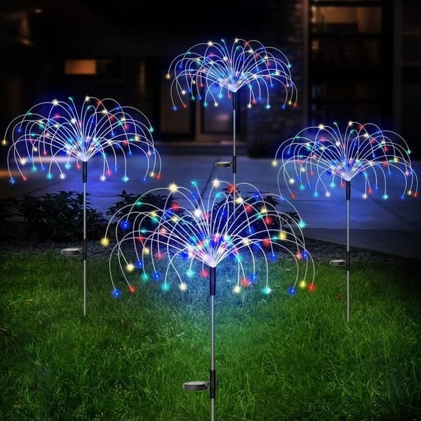 Solar Feuerwerk Lichterkette | 90 LEDs | IP65 wasserdicht | Warmweiß & Bunt | Garten & Terrasse