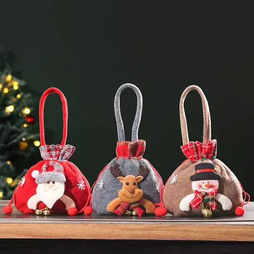 Weihnachten Geschenkbeutel | Stoffbeutel mit Kordelzug | Verschiedene Designs | Wiederverwendbar
