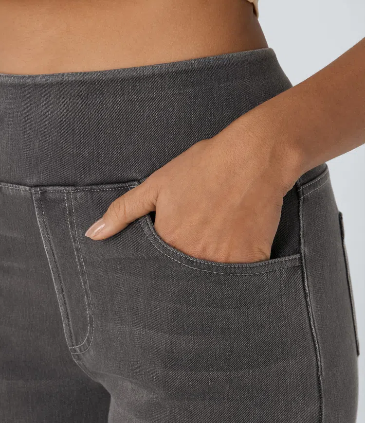 Damen Jeans mit hohem Bund | Super Stretch Stoff | Weites Bein | Bequeme Passform | Zeitloser Stil