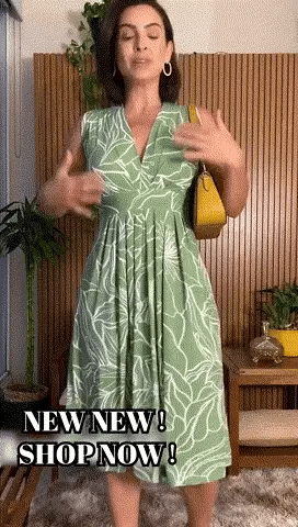 Damen Sommerkleid Rhea | Ärmellos mit V-Ausschnitt | Tailliert & Bedruckt | Knielang & Bequem