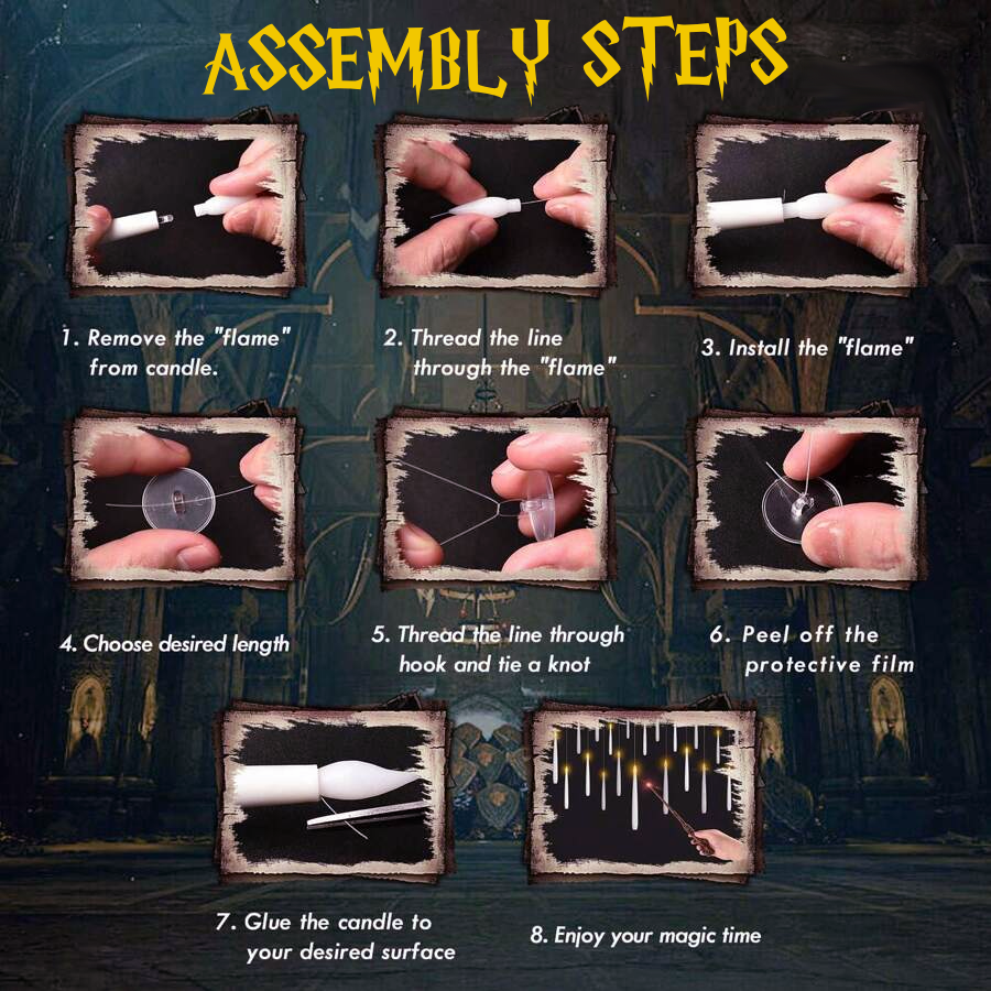 Schwebende LED Kerzen Set | 12 Stück mit Fernbedienung & Aufhängung | Flammenlose Deko