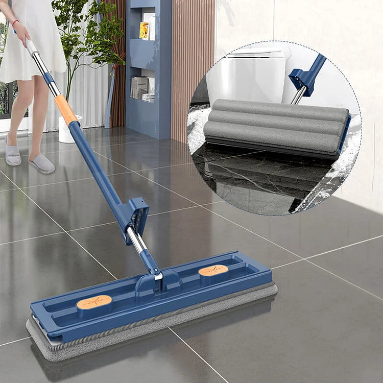 Selbstreinigender Flachwischer mit 360°-Rotationskopf und langem Griff