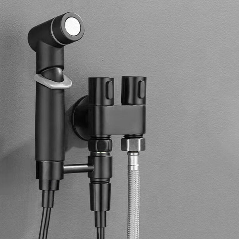 Doppel-Steuerventil | 1-in-2-out Wasserverteiler aus Messing | Unabhängige Absperrung | Matt Schwarz