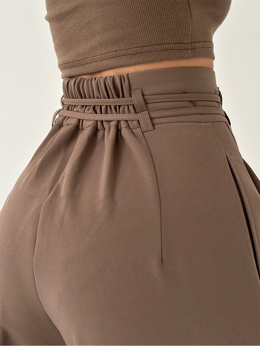 Damen Hoch geschnitten Hose | Weites Bein | Fließendes Material | Knitterarm & Pflegeleicht