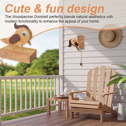 Specht-Türklingel | Handgefertigte Holzklingel | Nostalgisches Design | Für Haustür & Kinderzimmer