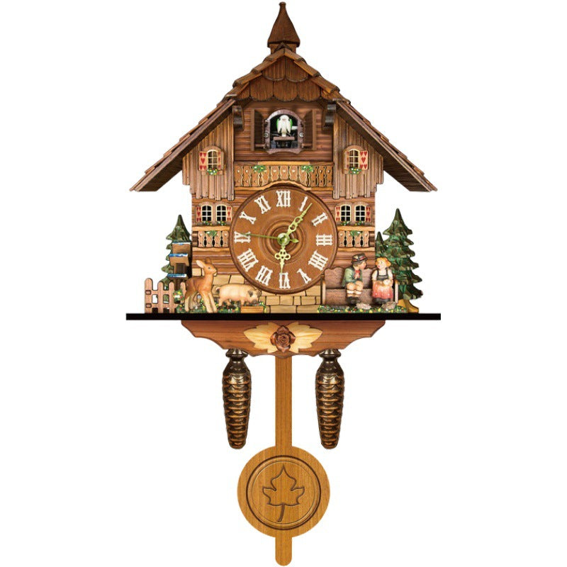 Traditionelle Kuckucksuhr | Handgefertigt aus Schwarzwald-Holz | Chalet-Design mit Musik & Figuren