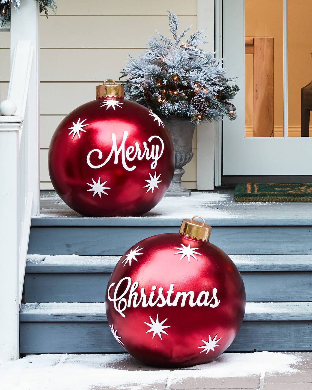 Weihnachts Deko Kugeln aufblasbar | PVC Outdoor Kugeln | Wetterfest & Wiederverwendbar | Verschiedene Designs