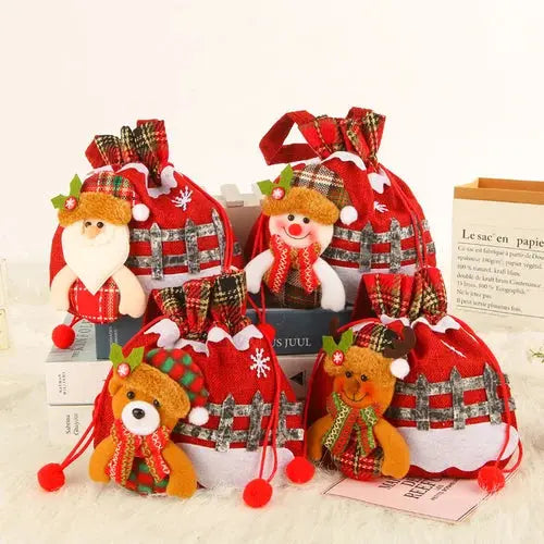 Weihnachten Geschenkbeutel | Stoffbeutel mit Kordelzug | Verschiedene Designs | Wiederverwendbar