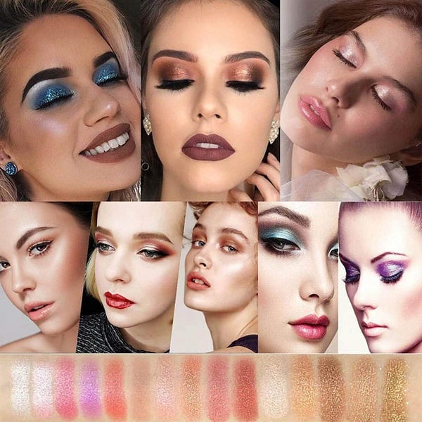 Lidschattenpalette ShimmerGlam Pro | 10 Farben mit Hochpigmentiertem Glitzer | Lang Haftend & Hautfreundlich