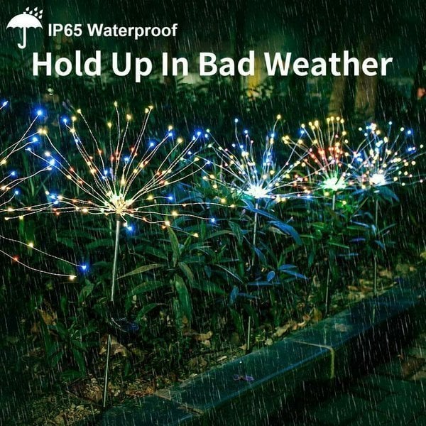 Solar Feuerwerk Lichterkette | 90 LEDs | IP65 wasserdicht | Warmweiß & Bunt | Garten & Terrasse