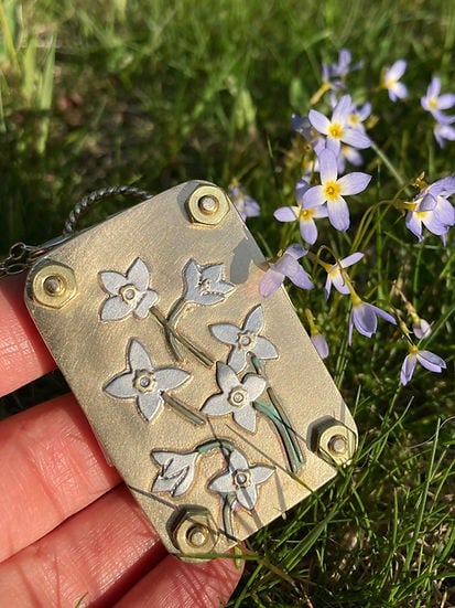 Mikro-Blumenpresse | Handgefertigt aus Silber & Messing | Inkl. 10 Blätter Herbarium-Papier