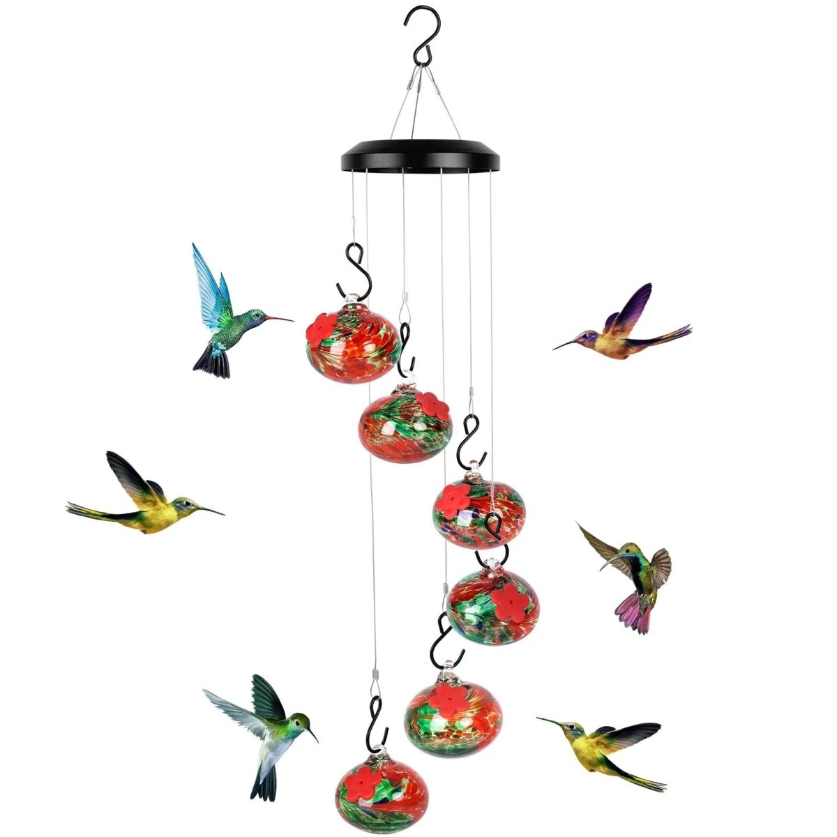Elegante Kolibri-Futterstation mit Windspiel – Lockt Vögel mühelos an