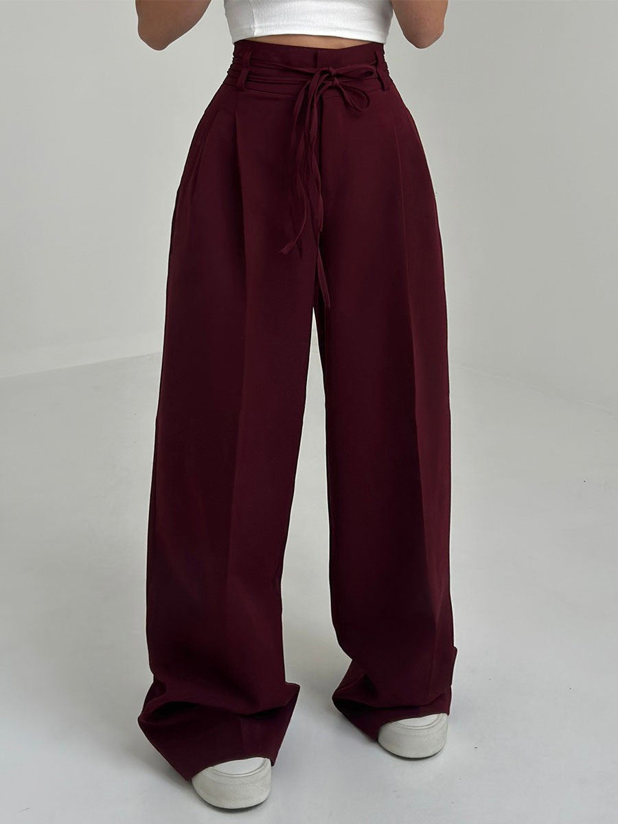 Damen Hoch geschnitten Hose | Weites Bein | Fließendes Material | Knitterarm & Pflegeleicht