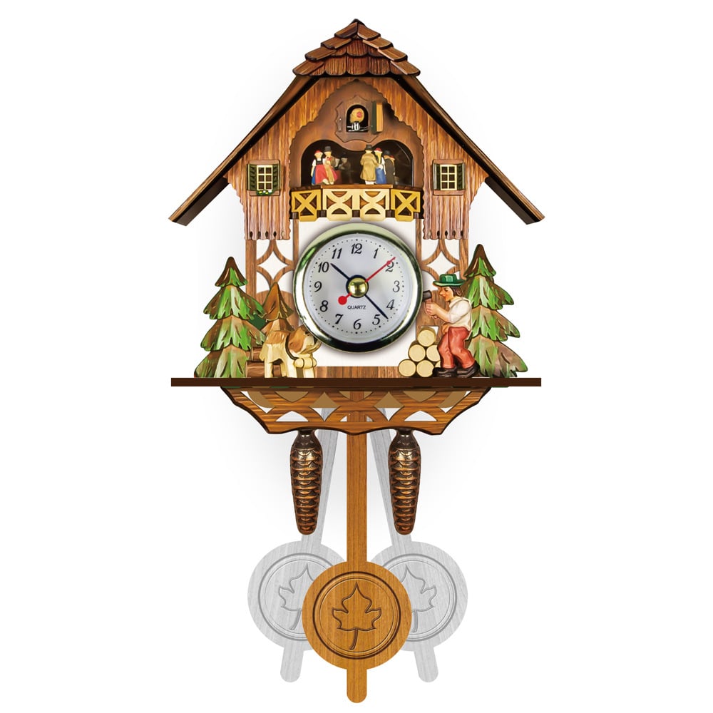 Traditionelle Kuckucksuhr | Handgefertigt aus Schwarzwald-Holz | Chalet-Design mit Musik & Figuren