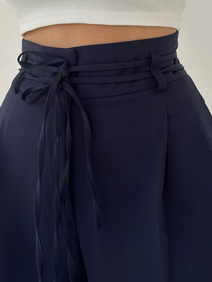 Damen Hoch geschnitten Hose | Weites Bein | Fließendes Material | Knitterarm & Pflegeleicht