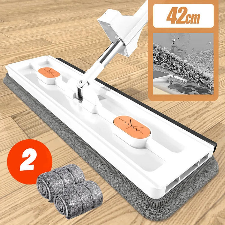 Selbstreinigender Flachwischer mit 360°-Rotationskopf und langem Griff