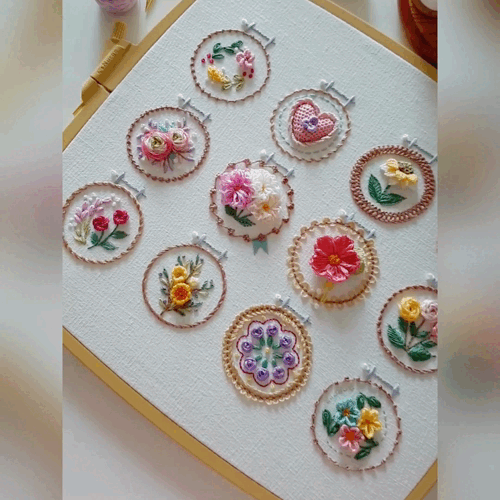 Stickrahmen Set „Kleiner Blumenrahmen“ | DIY Stickerei | 12 Designs | Für Anfänger