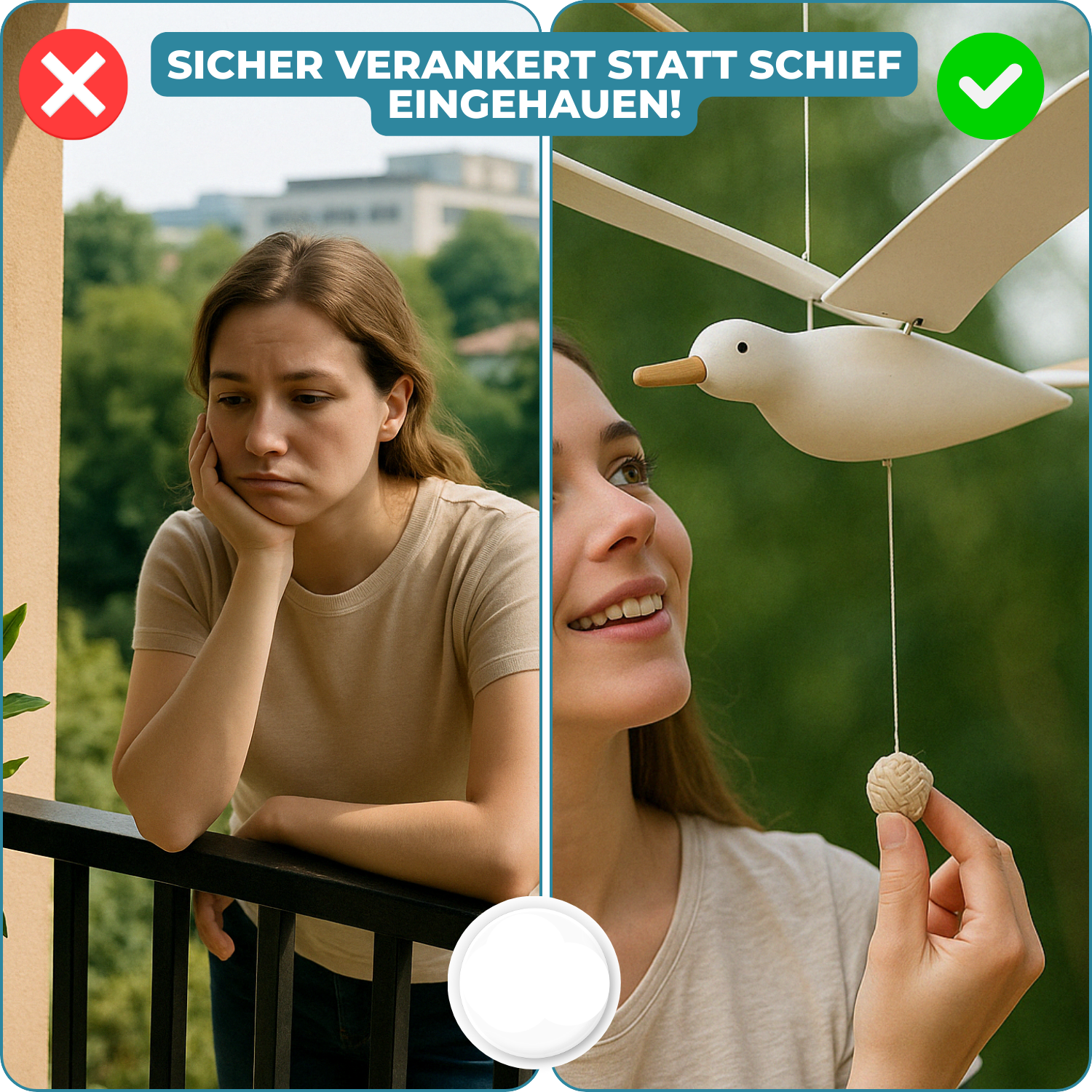 SkyGull Holz-Möwe | Handgefertigte Dekofigur mit Beweglichen Flügeln | Maritimes Design