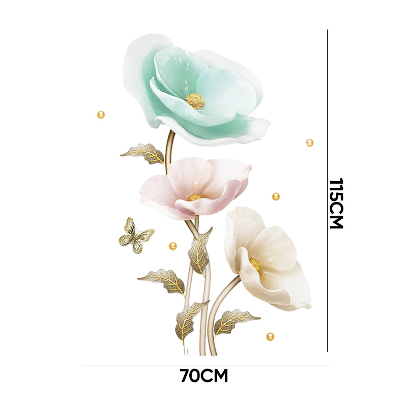 Blume Wanddekoration | Kreatives 3D-Wanddesign | Selbstklebend & Wiederverwendbar | PVC