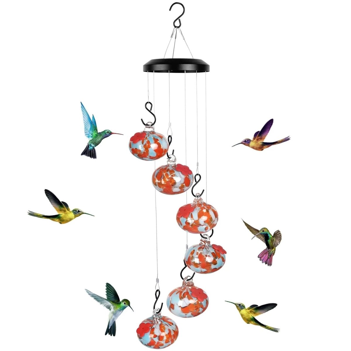Elegante Kolibri-Futterstation mit Windspiel – Lockt Vögel mühelos an