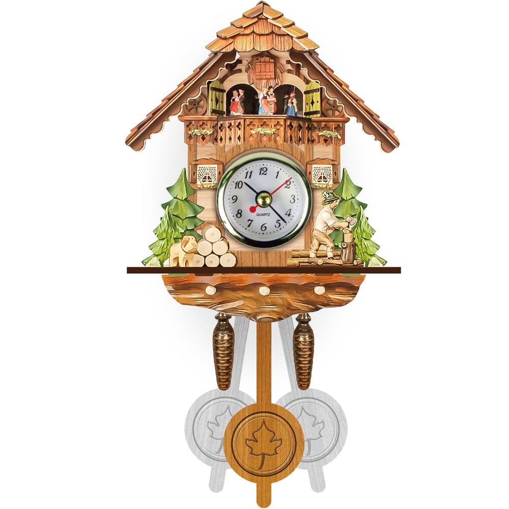 Traditionelle Kuckucksuhr | Handgefertigt aus Schwarzwald-Holz | Chalet-Design mit Musik & Figuren