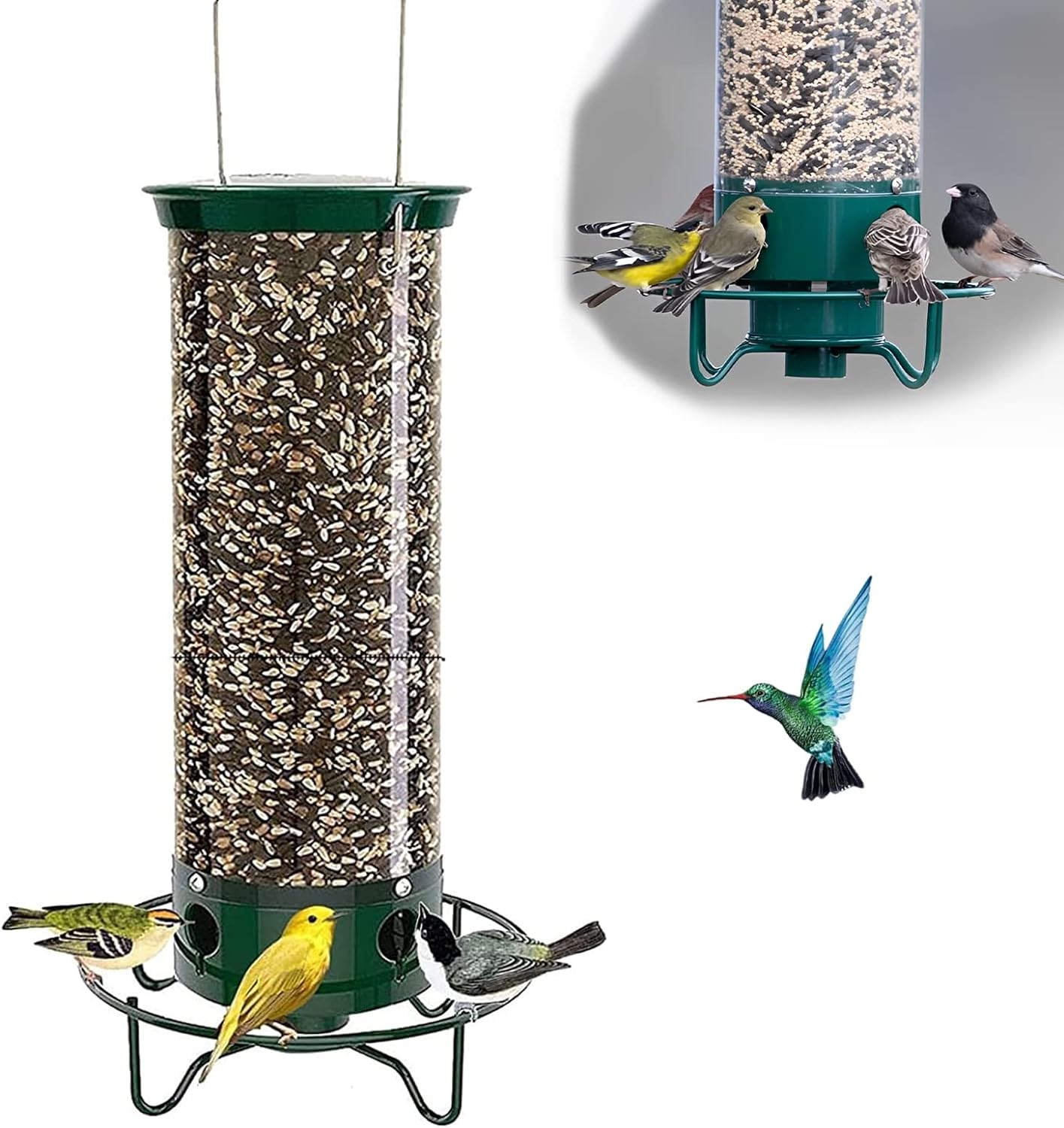 Eichhörnchensicherer Vogelfutterspender | Drehfunktion & 4 Futteröffnungen | Fassungsvermögen