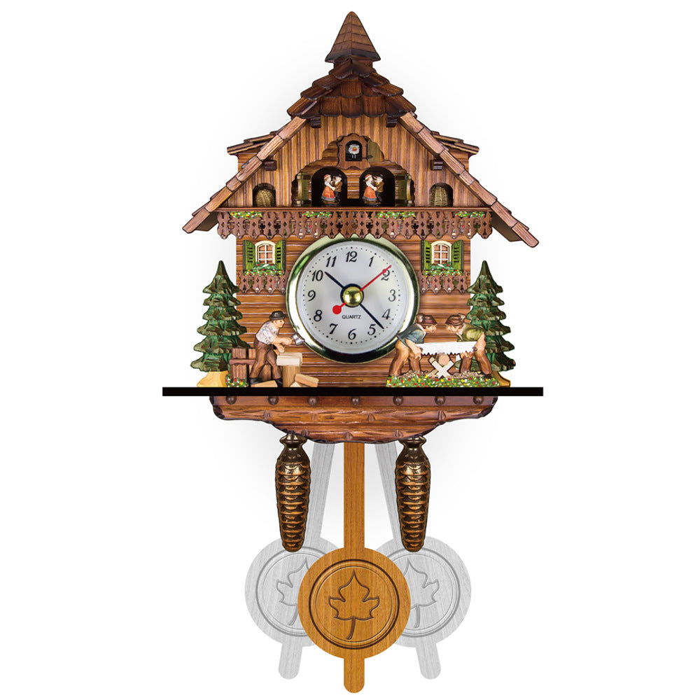 Traditionelle Kuckucksuhr | Handgefertigt aus Schwarzwald-Holz | Chalet-Design mit Musik & Figuren