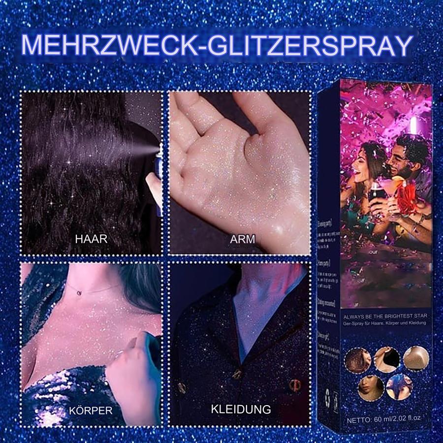 Glitzerspray für Haare, Haut & Kleidung | Kosmetikqualität | Temporärer Schimmer-Effekt