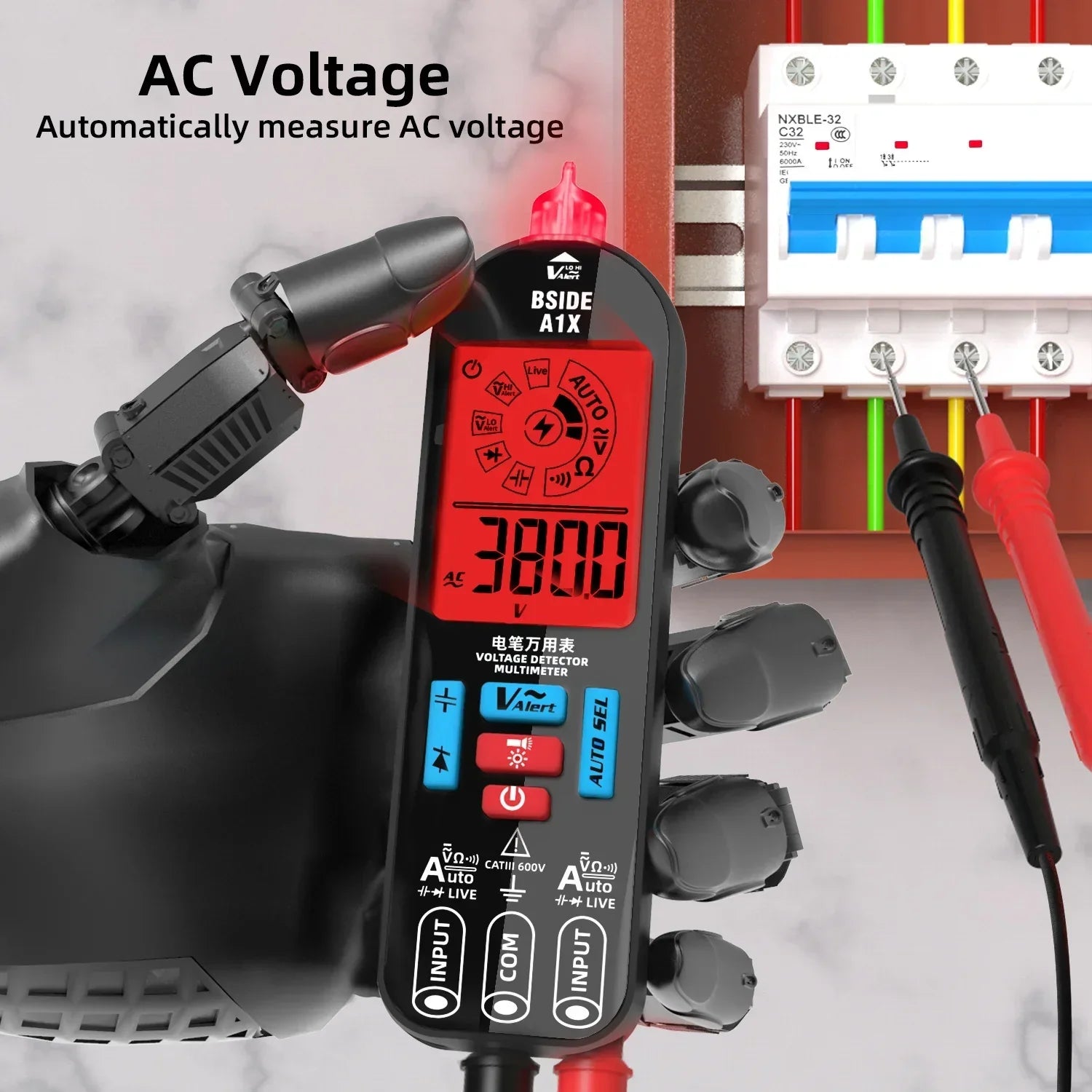 Digital Multimeter BSIDE A1X | Smart Spannungsprüfer | Wiederaufladbar | LCD mit Farbhintergrund
