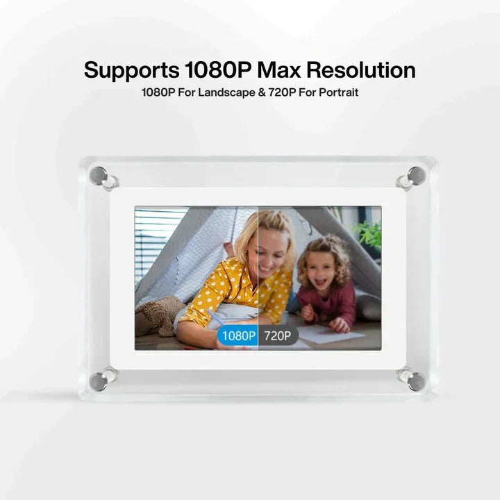 Digitaler Bilderrahmen mit Video | 7" HD Display | Wiederaufladbar & Speicher 2 GB