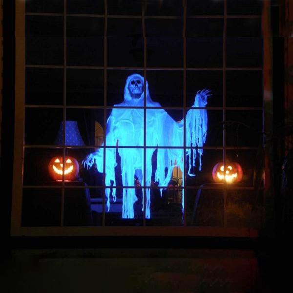 Halloween Projektor mit Leinwand & Stativ | Holografische 3D-Videos | LED wetterfest | Für Halloween & Weihnachten